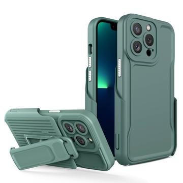 Custodia Ibrida iPhone 14 Pro con Clip Cintura Serie Explorer - Verde Scuro