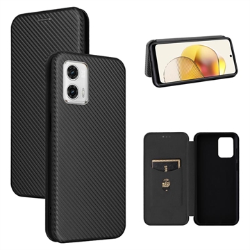 Custodia Flip per Motorola Moto G73 - Fibra di Carbonio