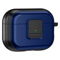 Apple AirPods Pro 2 Custodia in TPU con fibbia per auricolari a ricarica magnetica e moschettone - Nero / Blu