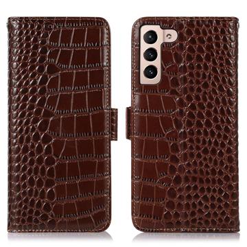 Custodia in Pelle a Portafoglio Serie Crocodile con RFID per Samsung Galaxy S23 5G