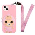 Custodia in TPU con Tasca con Cerniera Cartoon Design per iPhone 14 Plus - Scrofa