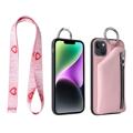 Custodia con Portafoglio Staccabile Strap Series per iPhone 14 Plus - Rosa