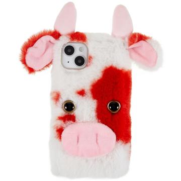 Custodia Ibrida Fluffy Plush per iPhone 14 Plus - Mucca Rossa