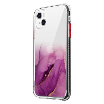 Custodia ibrida per iPhone 14 Plus Marble Pattern - Viola