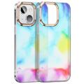 Custodia Ibrida Watercolor Glitter per iPhone 14 Plus - Color Ciano