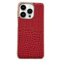 Custodia Rivestita in Pelle Serie Coccodrillo per iPhone 14 Pro - Rossa