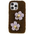 Custodia in TPU Serie Fluffy Flower per iPhone 14 Pro - Marrone