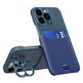 Cover per iPhone 14 Pro Max con Porta Carte CamStand - Verde Scuro / Blu Scuro