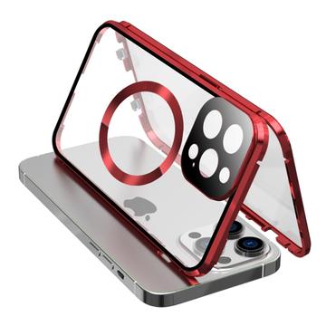 iPhone 15 Pro Max Custodia in vetro temperato HD a doppia faccia Compatibile con MagSafe - Rosso