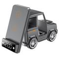 G63 Caricabatterie wireless da auto a forma di 15W con altoparlante Bluetooth, orologio e luce d'atmosfera - Grigio