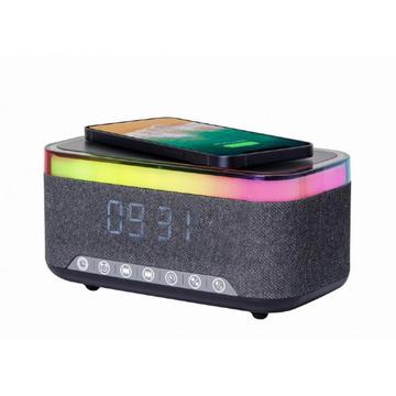 Gembird Sveglia digitale con luci RGB, ricarica wireless 15W