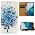 Custodia a Portafoglio per Samsung Galaxy A50 - Serie Glam - Albero in Fiore / Blu