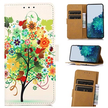 Custodia a Portafoglio per Samsung Galaxy A10 - Serie Glam - Albero in Fiore