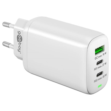 Caricabatterie Rapido Goobay Multiport - 65W, 2x USB-C, USB-A - Bianco