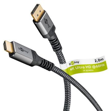 Goobay Plus Cavo intrecciato da DisplayPort a HDMI 4K/60Hz - 2m - Grigio