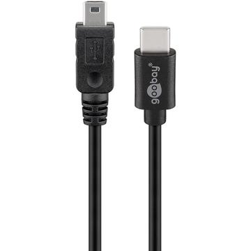 Goobay Cavo da USB-C a Mini USB-B - 0,5 m, USB 2.0 - Nero