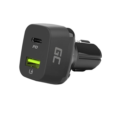 Caricabatterie da auto Green Cell 48W con USB-C Power Delivery e USB-A Quick Charge 3.0 - Ricarica rapida per smartphone e tablet