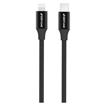 Cavo USB-C / Lightning Intrecciato GreyLime da 18W - Certificato MFi - 1m - Nero