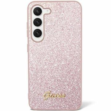 Custodia Ibrida Guess Glitter Flakes Metal Logo per Samsung Galaxy S24 - Rosa