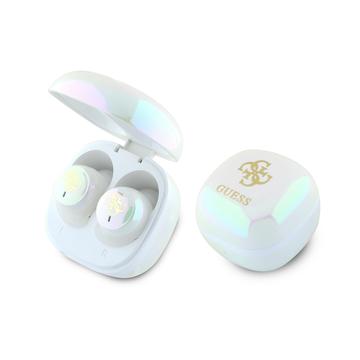 Auricolari True Wireless Guess con logo stampato 4G iridescente - Bianco