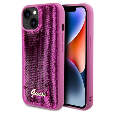 Custodia Guess Sequin Script Logo per iPhone 15 - Magenta