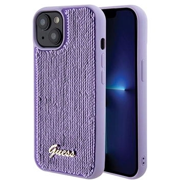 Custodia Guess Sequin Script Logo per iPhone 15 - Viola