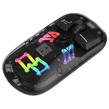 HXSJ T200 Mouse Bluetooth senza fili a doppia modalità con illuminazione RGB