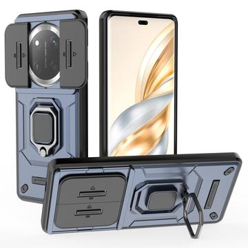 Custodia ibrida con anello rotante e protezione per fotocamera per Honor X60 Pro - Blu