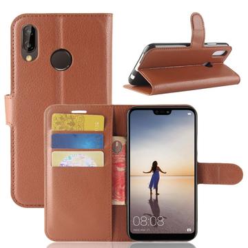 Custodia a Portafoglio per Huawei P20 Lite con Chiusura Magnetica - Marrone