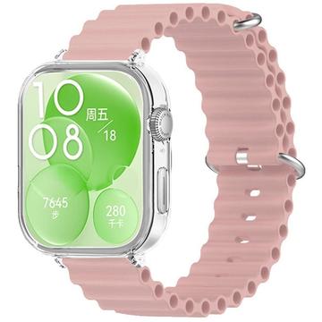 Cinturino sportivo in silicone con custodia per Huawei Watch Fit 3 - Rosa