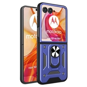 Custodia ibrida Motorola Razr 50 Ultra con supporto ad anello - blu