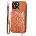 Custodia con Portafoglio Serie Geometry per iPhone 14 Plus - Marrone