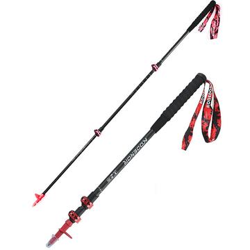 Kodenor Bastone da trekking / bastone da passeggio regolabile a 3 sezioni - 63-135cm - Rosso