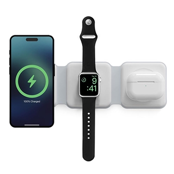 Caricabatterie wireless pieghevole 3 in 1 Ksix 15W - iPhone, Apple Watch, AirPods - Bianco