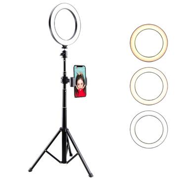 LATZZ T9 Luce di riempimento fotografico ad anello con treppiede e supporto per telefono