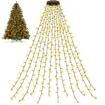 Catena luminosa a LED per albero di Natale con anello - 200 LED, spina UE, 1.5m - Bianco caldo