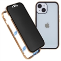 Custodia Magnetica con Vetro Temperato Privacy per iPhone 15 Plus - Color Oro