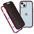 Custodia Magnetica con Vetro Temperato Privacy per iPhone 15 Plus - Rossa