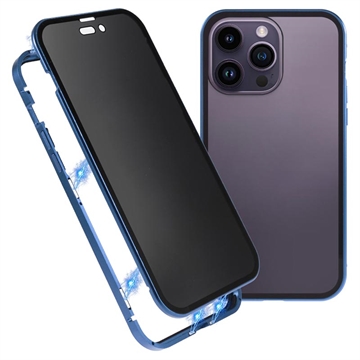 Custodia Magnetica con Vetro Temperato Privacy per iPhone 15 Pro (Confezione aperta - Bulk soddisfacente) - Blu