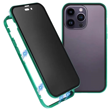 Custodia Magnetica con Vetro Temperato Privacy per iPhone 15 Pro - Verde