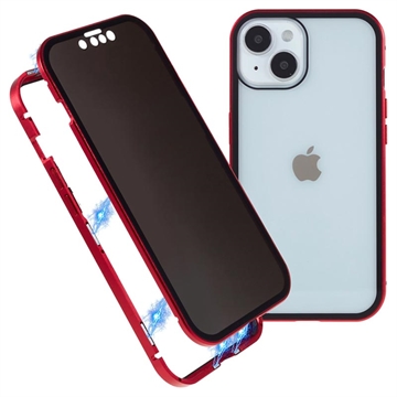 Custodia Magnetica con Vetro Temperato Privacy per iPhone 15 - Rossa