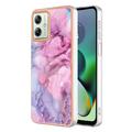 Custodia in TPU IMD Electroplated Marble Pattern per Motorola Moto G54 - Blu / Rosa