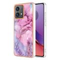 Custodia in TPU IMD Electroplated Marble Pattern per Motorola Moto G84 - Blu / Rosa