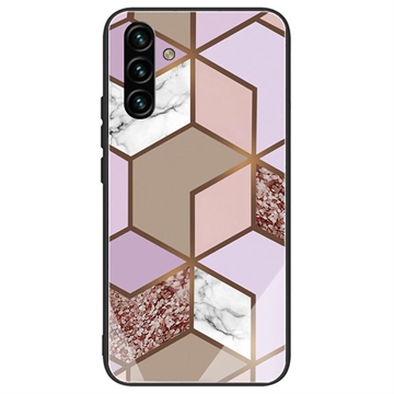 Custodia Ibrida con Motivo Marmorizzato per Samsung Galaxy A04s/A13 5G - Marrone / Rosa