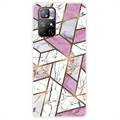 Custodia in TPU per Xiaomi Redmi Note 11 Pro/Note 11 Pro 5G IMD Marble Pattern - Bianco / Rosa