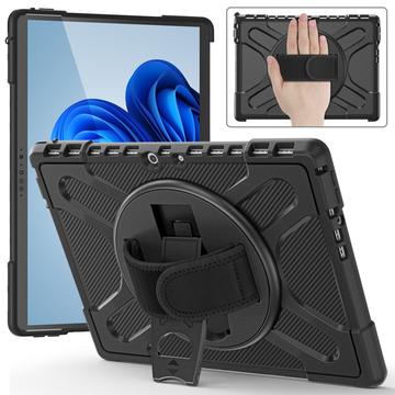 Custodia Heavy Duty 360 con Cinturino da Polso per Microsoft Surface Pro 8 - Nera