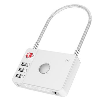 Mili HD-P16-L Serratura intelligente a filo d\'acciaio / Tracker iOS anti-smarrimento e password di sicurezza per bagagli - Bianco