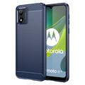 Custodia in TPU spazzolato per Motorola Moto E13 - Fibra di carbonio - Blu