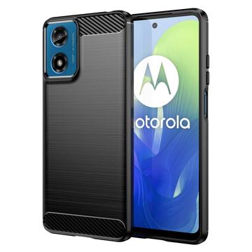 Custodia in TPU spazzolato per Motorola Moto G04/G24 - Fibra di Carbonio - Nera