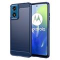 Custodia in TPU Spazzolato per Motorola Moto G04/G24 - Fibra di Carbonio - Blu